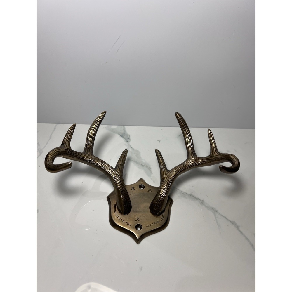 VTG Antlers  Hook Rack Bronze Finish Airen Grove Anthropology Wall Decor